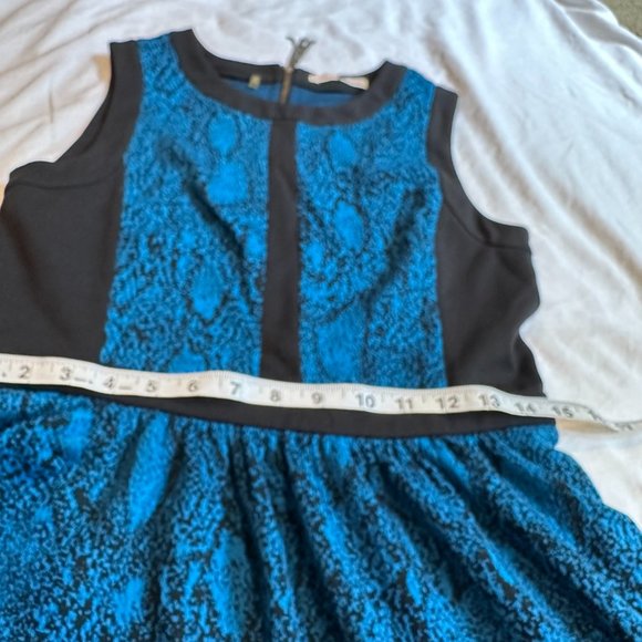 Rebecca Taylor Dress Fit & Flare Blue Black Python Snake Sleeveless Knit Sz 8 - Picture 5 of 11